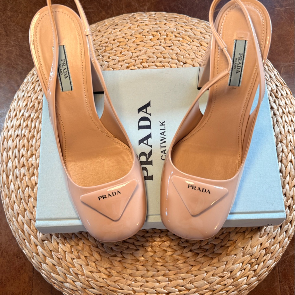 Prada Patent Leather Nude Slingback Pumps - Picture 11 of 16